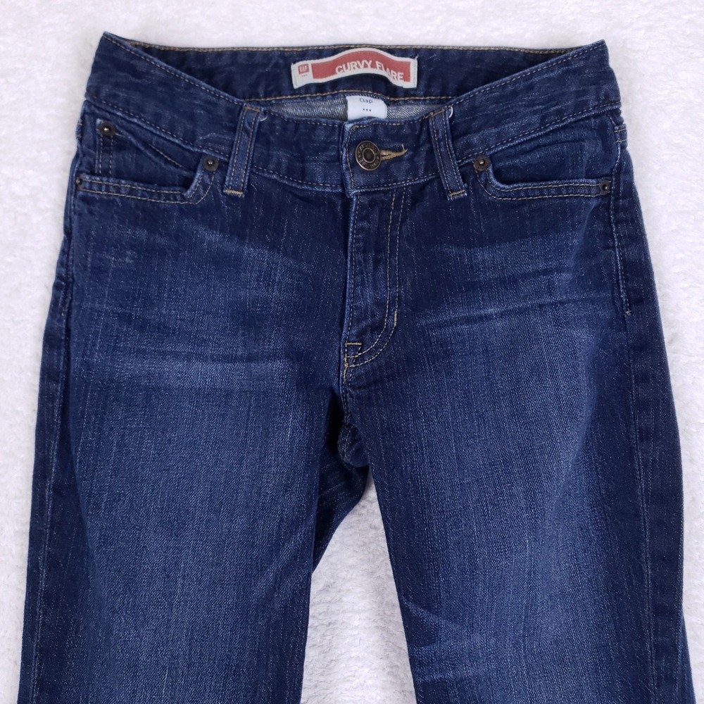 GAP Curvy Flare Jeans‎ Women's 1R Dark Wash Stretch Denim Retro Flare Fit - Picture 2 of 9